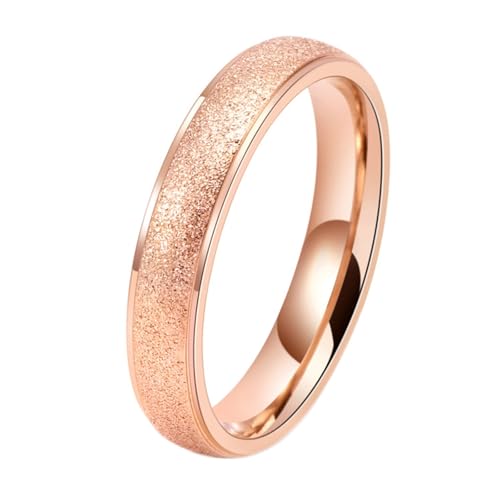 Calefee Ringe für Damen Verlobungsring, Edelstahlringe Damen Eheringe Bandring Matt Breit 4 mm, Größe 52 von Calefee
