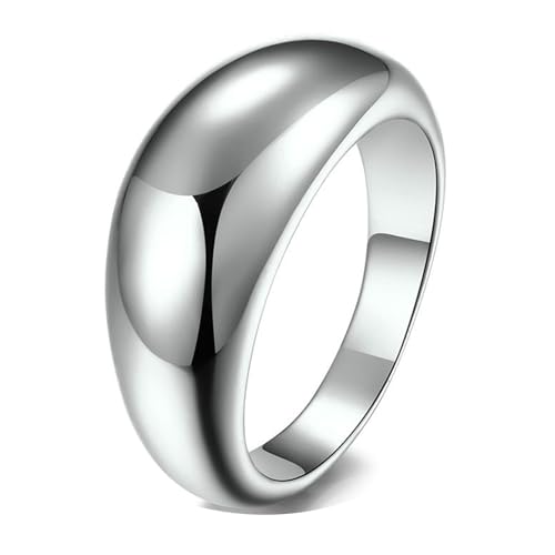 Calefee Ringe für Damen Verlobungsring, Ring Herren Edelstahl Eheringe Gebogene Form 10 mm Breit, Größe 54 von Calefee