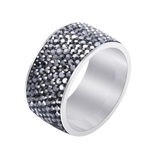 Calefee Ringe für Herren Eheringe, Edelstahl Ringe Damen Verlobungsring Bandring Breit 12 mm mit Zirkonia, Größe 54 von Calefee