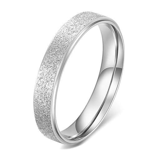 Calefee Verlobungsring Damen Schlicht, Ring Personalisierbar Damen Edelstahl Bandring Breit 4 mm Matt, gr. 57 von Calefee