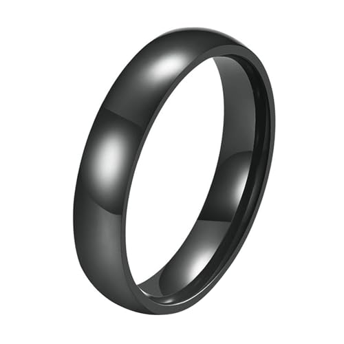 Calefee Verlobungsring Herren Schlicht, Edelstahlringe Damen Personalisiert Bandring Breit 4 mm Glatt Schwarz, Größe 70 von Calefee