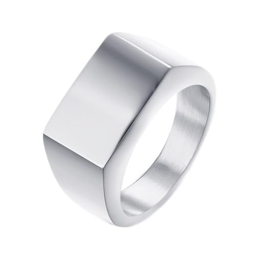 Calefee Verlobungsring Herren Schlicht, Eheringe Edelstahl Modeschmuck Rechteckiger Siegelring Breit 13 mm, gr. 60 von Calefee