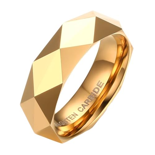 Calefee Verlobungsring Herren Schlicht, Wolfram Ringe Eheringe Personalisiert Bandring Facettiert 6 mm Breit, gr. 54 von Calefee