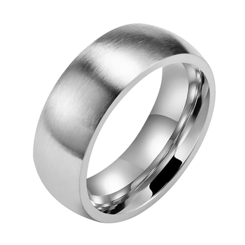 Calefee Verlobungsring Mann Schlicht, Edelstahlringe Herren Eheringe Bandring Matt Gebürstet Breit 8 mm, Größe 67 von Calefee