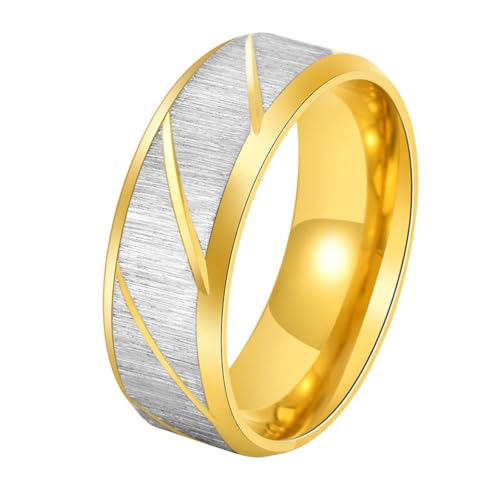Calefee Verlobungsring Mann Schlicht, Ringe Edelstahl Männer Eheringe Bandring Breit 8 mm Matt mit Rille, Größe 67 von Calefee