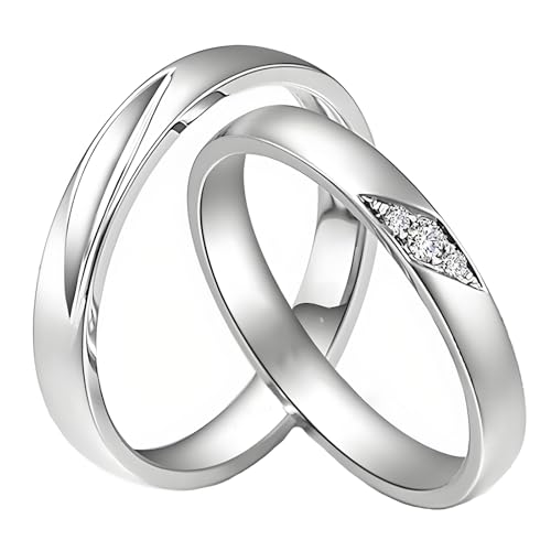 Calefee Verlobungsring Paar, Trauringe Paarpreis Platin mit Moissanit, Eheringe für Mann und Frau Gr. 47 bis 70 von Calefee