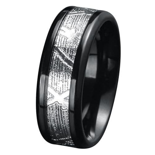 Calefee Verlobungsringe Damen Schlicht, Edelstahl Ringe Herren Personalisiert Bandring Breit 8 mm mit Silber Metall, gr. 54 von Calefee