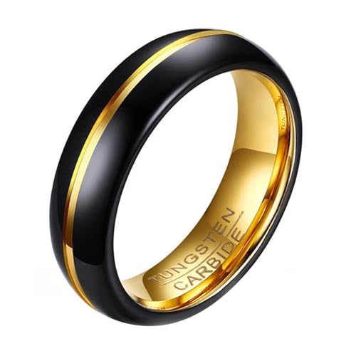 Calefee Verlobungsringe Damen Schlicht, Ringe Wolframcarbid Personalisiert Bandring Breit 6 mm Zweifarbiges mit Rille, gr. 57 von Calefee