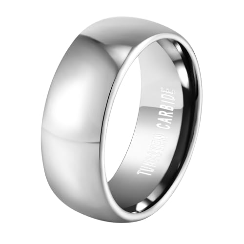Calefee Verlobungsringe Damen Schlicht, Wolfram Ring Herren Eheringe Bandring Breit 8 mm Glatt, Größe 67 von Calefee