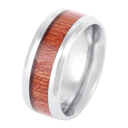 Calefee Verlobungsringe Damen Schlicht, Wolframringe für Trauung Modeschmuck Holzring Breit 8 mm mit Abgeschrägter Kante, gr. 65 von Calefee