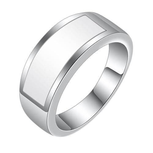 Calefee Verlobungsringe Herren Schlicht, Damen Ringe Edelstahl Eheringe Bandring Breit 8,5 mm mit Weißem Stein, gr. 60 von Calefee