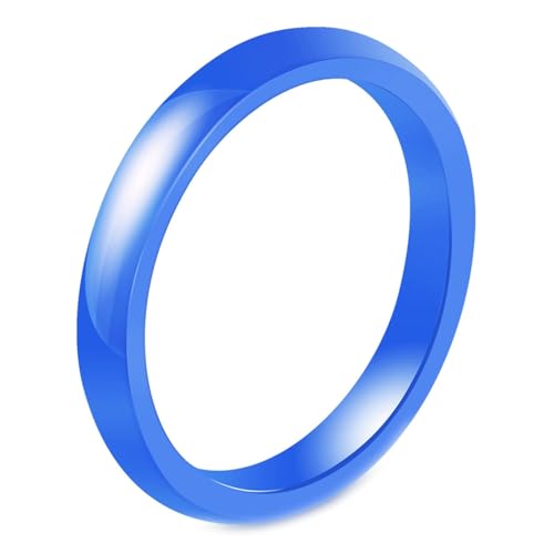 Calefee Verlobungsringe Herren Schlicht, Keramik Ringe Blau Eheringe Modeschmuck Bandring Breit 3 mm, Größe 57 von Calefee