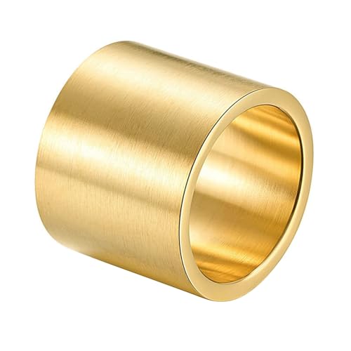 Calefee Verlobungsringe Herren Schlicht, Ringe Edelstahl Männer Eheringe Bandring Matt Gebürstet Breit 19 mm, Größe 65 von Calefee