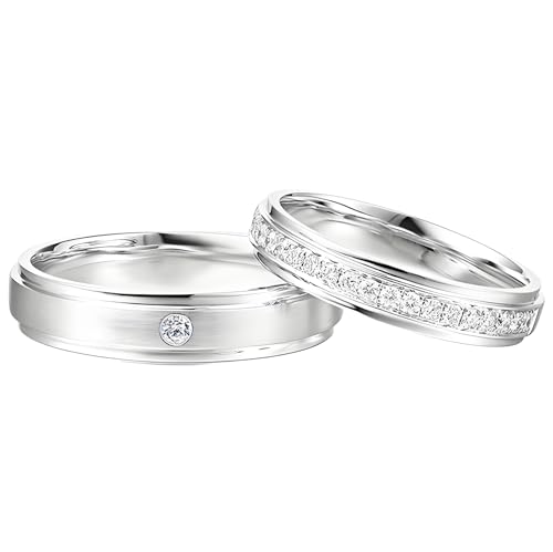 Calefee Verlobungsringe Paar, Eheringe Gold 585 Paarpreis mit Diamant, Trauringe für Mann und Frau Gr. 47 bis 70 von Calefee