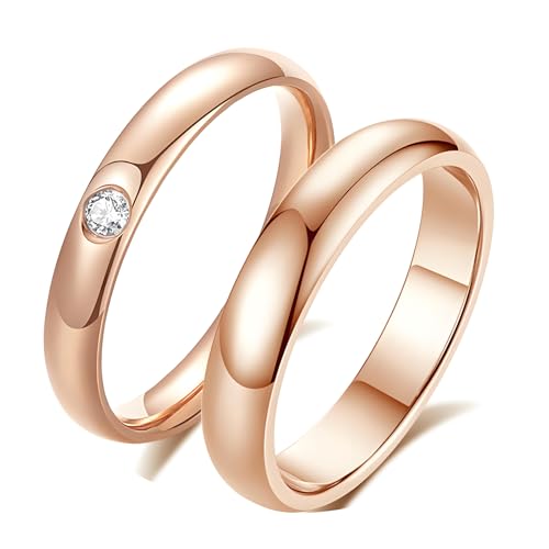 Calefee Verlobungsringe für Sie und Ihn, Eheringe Paarpreis Rosegold 750 mit Diamant, Hochzeit Ringe für Herren und Damen Gr. 47 bis 70 von Calefee