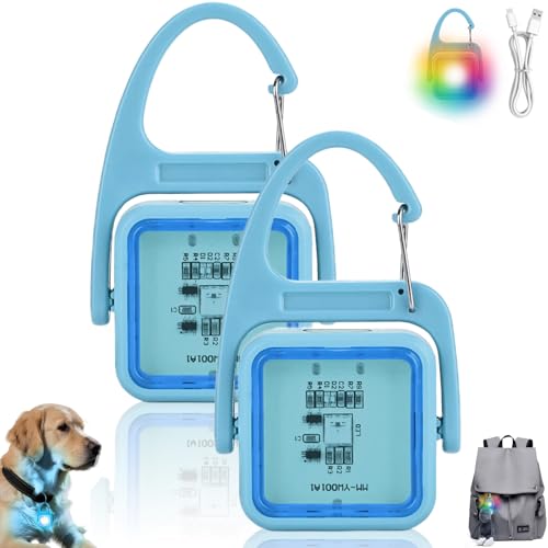 2 Stück LED Blinklicht Schulranzen, Hund Leuchtanhänger USB Aufladbar 4 Modi, Reflektoren Kinder Licht für Schulranzen Sicherheitslicht Anhänger für Laufen Joggen Haustier Rucksack Kleidung (Blau) von Calenxy