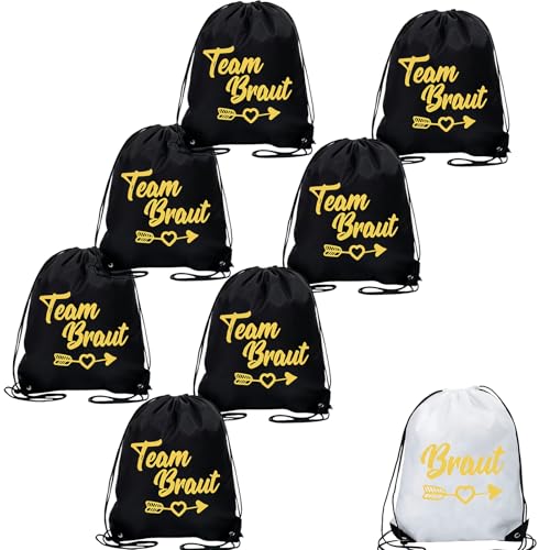 8 Stück Junggesellenabschied Frauen Team Bride Turnbeutel mit Kordelzug, JGA Frauen Turnbeutel, Damen Team Bride Rucksack Set, Braut Tasche Braut Bride Kordelzug für Braut Damen von Calenxy