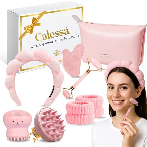 Skincare – Skincare Kit für Frauen und Mädchen, komplettes Gesichtspflegeset zu Hause, reinigt, massiert und spendet Feuchtigkeit, ideal für den Alltag und originelle Geschenke für Damen von Calessa