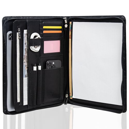 FREIE NAME GRAVIERT Schreibmappe A4, Personalisiert Konferenzmappe A4, Kunstleder, Dokumentenmappe, Klemmbrett, Bürobedarf, Aktenmappe a4, Geschenke für Fauen, Geschenke für Männer, Schwarz 1 von Calfinder