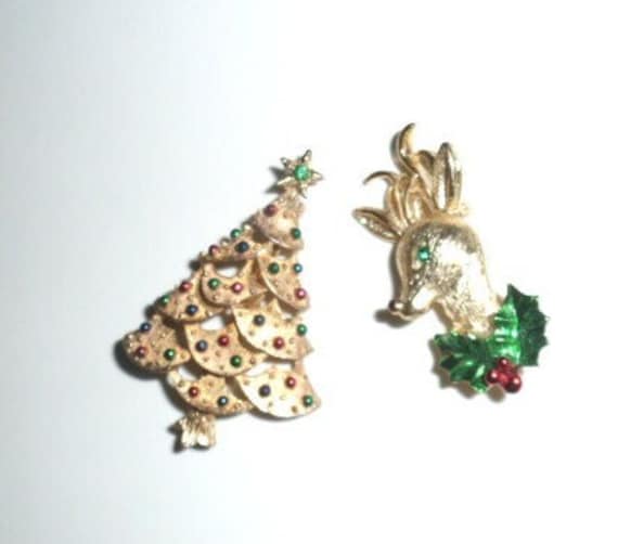 Vtggerrys Weihnachten Pin Set - Rudolph Reindeer & Weihnachtsbaum von CaliCaliBeautifulVtg