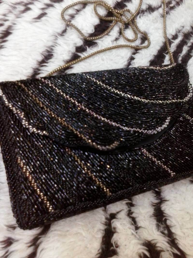 Walborg Schwere Perlen Abendtasche C 1950S Vintage von CaliCaliBeautifulVtg