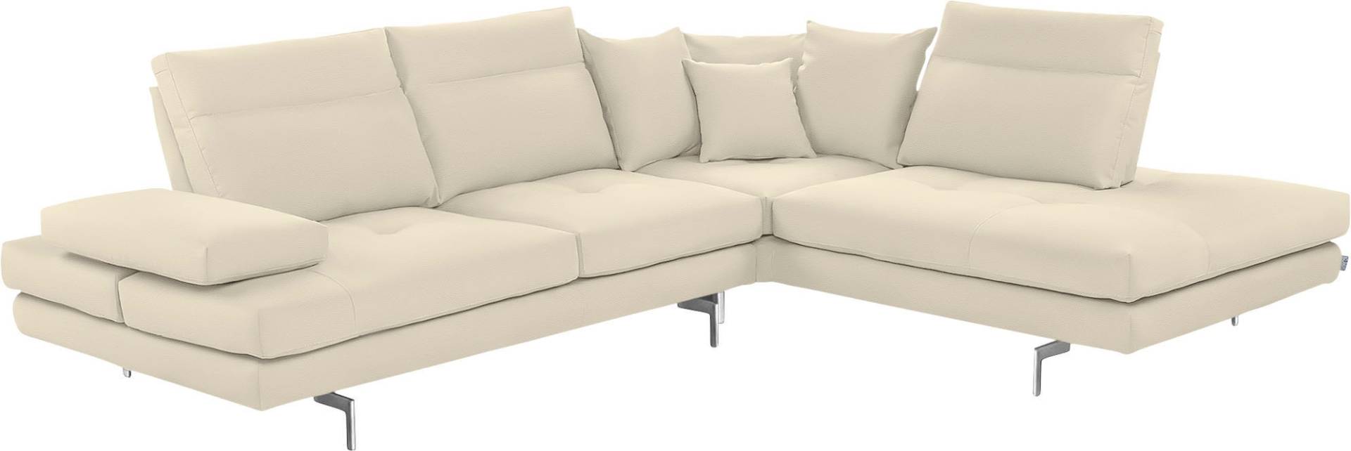 CALIA ITALIA Ecksofa "Toby Wing, L-Form, Designsofa mit sensationellem Sitzkomfort" Sitztiefenverstell.,wahlw. mit Kissen-Set, Füße chrom glänzend von Calia Italia