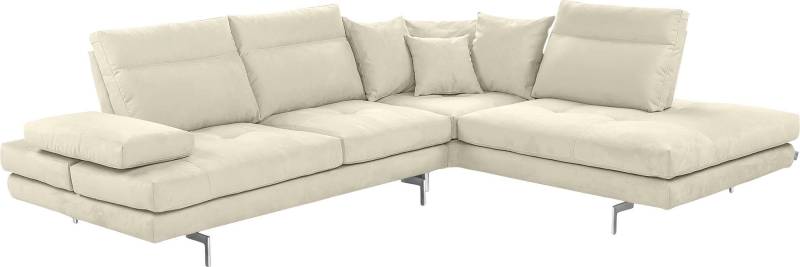 CALIA ITALIA Ecksofa "Toby Wing, L-Form, Designsofa mit sensationellem Sitzkomfort" Sitztiefenverstell.,wahlw. mit Kissen-Set, Füße chrom glänzend von Calia Italia