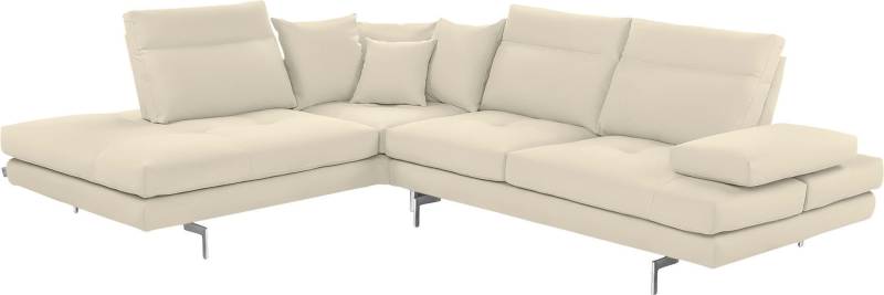 CALIA ITALIA Ecksofa "Toby Wing, L-Form, Designsofa mit sensationellem Sitzkomfort" Sitztiefenverstell.,wahlw. mit Kissen-Set, Füße chrom glänzend von Calia Italia
