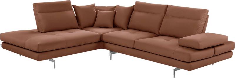 CALIA ITALIA Ecksofa "Toby Wing, L-Form, Designsofa mit sensationellem Sitzkomfort" Sitztiefenverstell.,wahlw. mit Kissen-Set, Füße chrom glänzend von Calia Italia