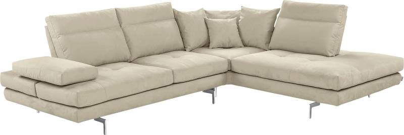 CALIA ITALIA Ecksofa "Toby Wing, L-Form, Designsofa mit sensationellem Sitzkomfort" Sitztiefenverstell.,wahlw. mit Kissen-Set, Füße chrom glänzend von Calia Italia