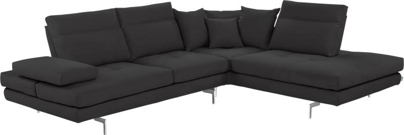 CALIA ITALIA Ecksofa "Toby Wing, L-Form, Designsofa mit sensationellem Sitzkomfort" Sitztiefenverstell.,wahlw. mit Kissen-Set, Füße chrom glänzend von Calia Italia