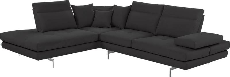 CALIA ITALIA Ecksofa "Toby Wing, L-Form, Designsofa mit sensationellem Sitzkomfort" Sitztiefenverstell.,wahlw. mit Kissen-Set, Füße chrom glänzend von Calia Italia