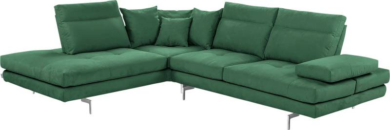 CALIA ITALIA Ecksofa "Toby Wing, L-Form, Designsofa mit sensationellem Sitzkomfort" Sitztiefenverstell.,wahlw. mit Kissen-Set, Füße chrom glänzend von Calia Italia
