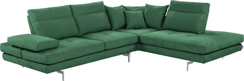 CALIA ITALIA Ecksofa "Toby Wing, L-Form, Designsofa mit sensationellem Sitzkomfort" Sitztiefenverstell.,wahlw. mit Kissen-Set, Füße chrom glänzend von Calia Italia