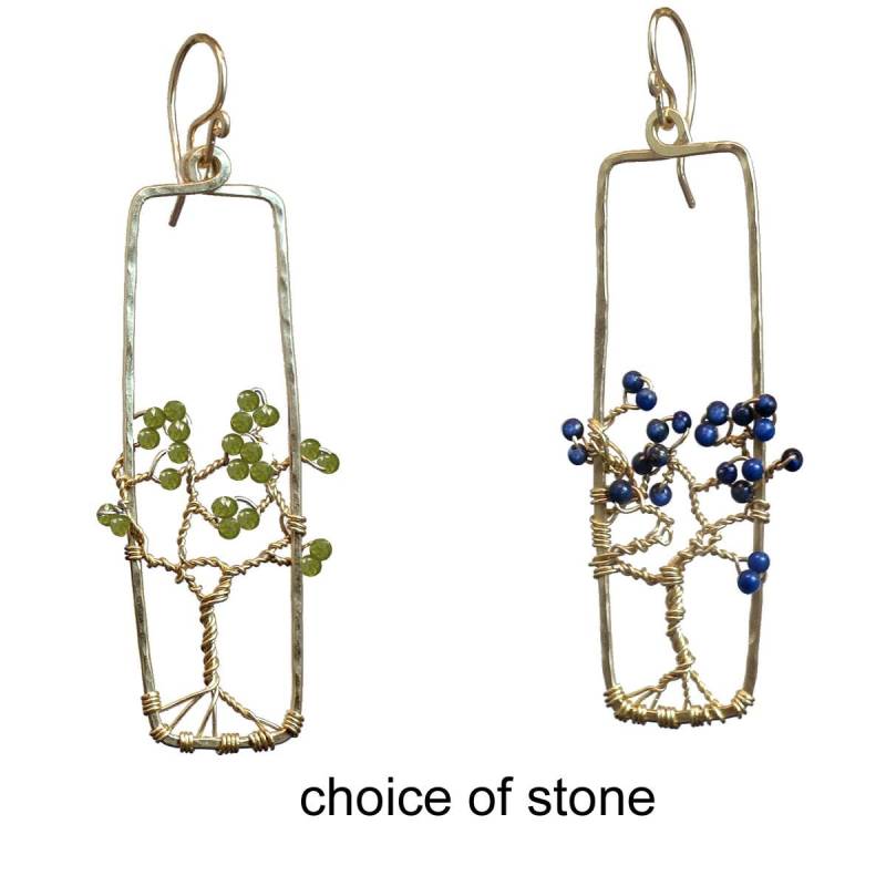 Auswahl An Edelsteinen Tree-Of-Life Gehämmerte Rechtecke Boho 183 von CalicoJunoJewelry