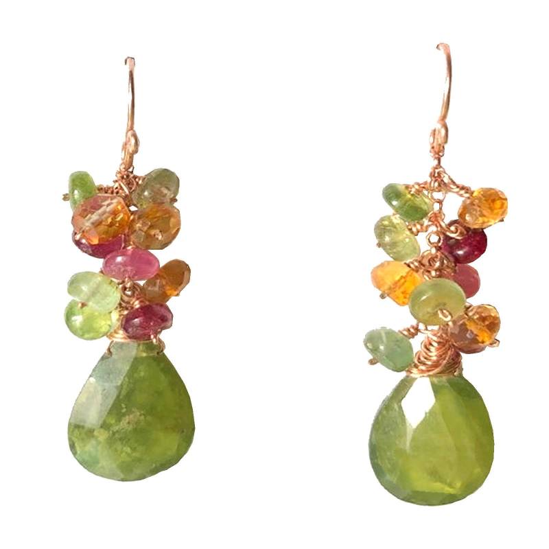Cluster Aus Peridot, Karneol, Rosa Rubin, Idocrase Princess 152 von CalicoJunoJewelry