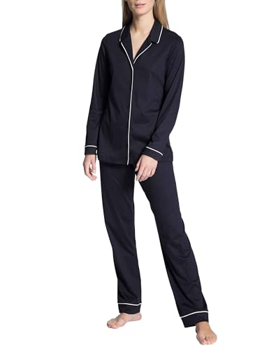 CALIDA Night Lovers Pyjama, durchgeknöpft Damen, aus 100% PIMA-Baumwolle, mit stoffbezogenem Gummibund von CALIDA