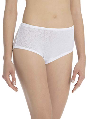 CALIDA Damen Slip Ajour, weiß, Unterhose Taillenslip aus 100% Baumwolle, mit weichen Beinausschnitten und Gummibund mit auswechselbarem Band, Größe: 48/50 von CALIDA