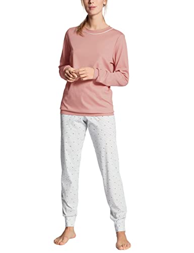 CALIDA Damen Zweiteiliger Schlafanzug Sweet Dreams, rosa bud aus 100% Baumwolle, langarm mit anpassbarem Verschluss, Größe: 48/50 von CALIDA