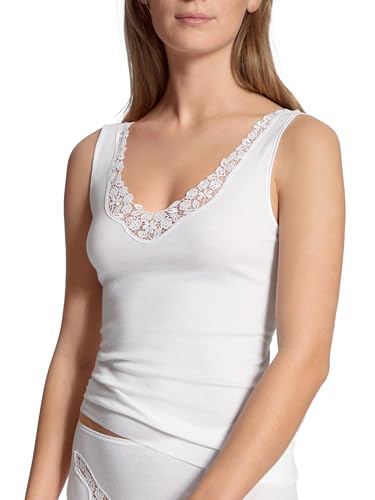 CALIDA Feminin Sense Tank-Top Damen, V-Ausschnitt, aus 100% extrafeiner Baumwolle, Feinripp, verstellbare Träger, naht- und saumfrei von CALIDA