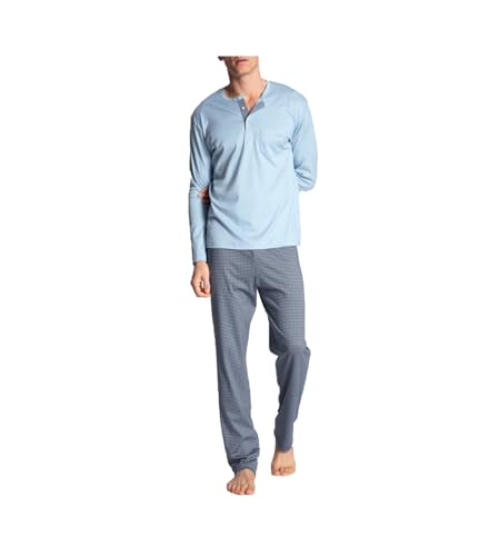 CALIDA Herren Pyjamaset Relax Choice, blau modisch aus 100% Baumwolle, modische Musterung mit Knopfleiste, Größe: 46/48 von CALIDA