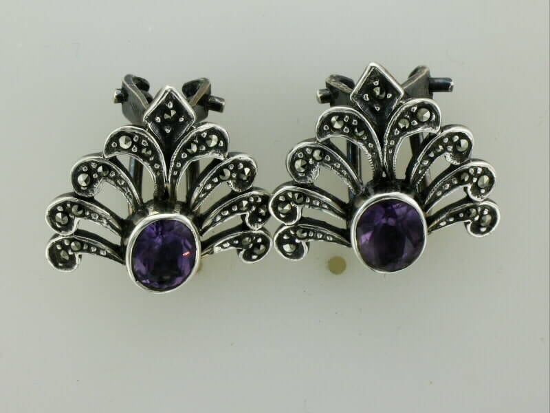 Vinage Amethyst, Markasite Und Sterling Silber Ring Vinage Amethyst, Markasite Und Sterling Silber Ring von Caliestatesellers
