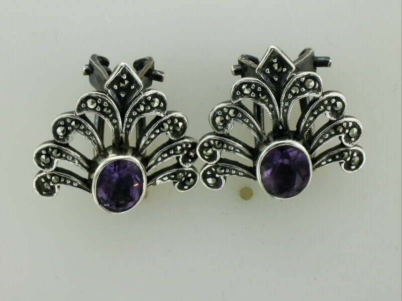 Vinage Amethyst, Markasite Und Sterling Silber Ring Vinage Amethyst, Markasite Und Sterling Silber Ring von Caliestatesellers