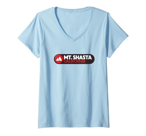 Damen Mount Shasta Logo Emblem – Mt. Shasta California T-Shirt mit V-Ausschnitt Damen Mount Shasta Logo Emblem – Mt. Shasta California T-Shirt mit V-Ausschnitt von California Adventure Gear