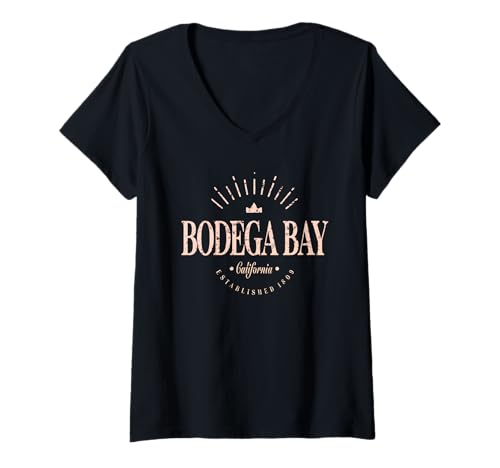 Damen Bodega Bay Kalifornien | Bodega Bay CA Modern T-Shirt mit V-Ausschnitt Damen Bodega Bay Kalifornien | Bodega Bay CA Modern T-Shirt mit V-Ausschnitt von California Contemporary Designs