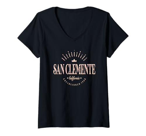 Damen San Clemente Kalifornien | San Clemente CA Modern T-Shirt mit V-Ausschnitt Damen San Clemente Kalifornien | San Clemente CA Modern T-Shirt mit V-Ausschnitt von California Contemporary Designs