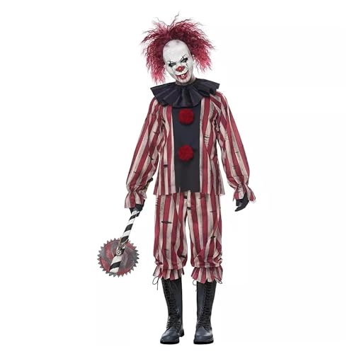 California Costumes Herren Nightmare Clown Kostüm, Rot/Ausflug, einfarbig (Getaway Solids), L von California Costumes