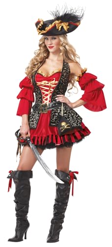 California Costumes Sexy Spanisches Piraten-Kostüm, Rot/Ausflug, einfarbig (Getaway Solids), Medium von California Costumes