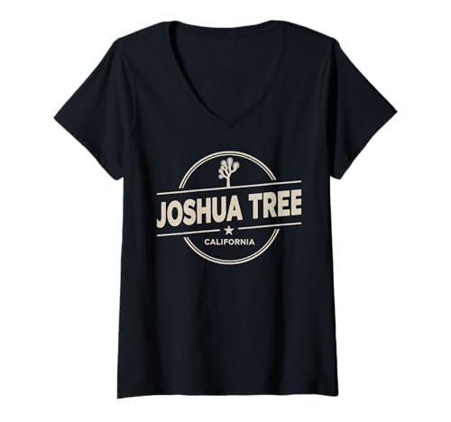 Damen Joshua Tree California Kreisdesign T-Shirt mit V-Ausschnitt Damen Joshua Tree California Kreisdesign T-Shirt mit V-Ausschnitt von California Nature Travel City Explorer Apparel