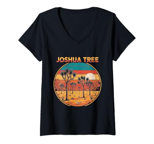 Damen Joshua Tree California Kreisdesign T-Shirt mit V-Ausschnitt Damen Joshua Tree California Kreisdesign T-Shirt mit V-Ausschnitt von California Nature Travel City Explorer Apparel